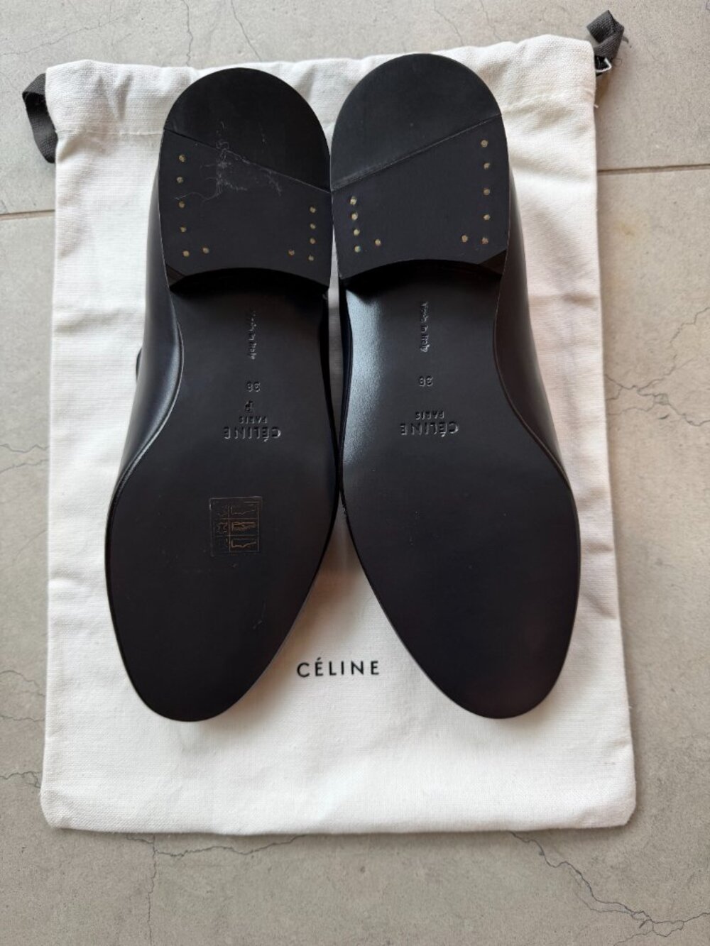 Black Leather Celine Loafers - Picture 4 of 6